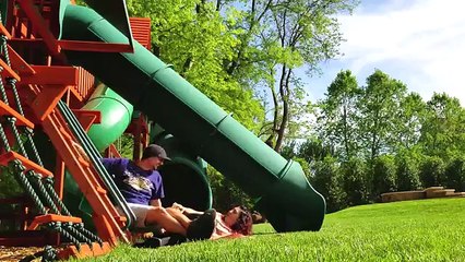 FUNnel Vision Vlog!! Giant Playground Surprise from DINOSAUR!5 Slides!!