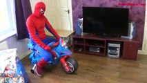 Spiderman HUGE SURPRISE PLAYTIME of 5 Ride On Power Wheels | PINK Mercedes Batmobile Peppa Pig
