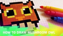 Halloween Pixel Art - How To Draw Owl Mushroom #pixelart