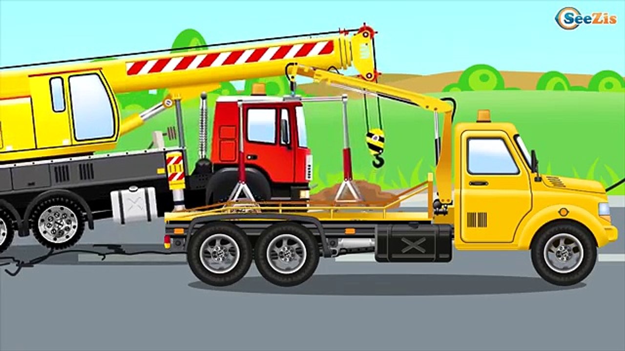 Dessin animé pour bébés: Tracteur, Camions benne, Grue Pour Enfants | les véhicules constr