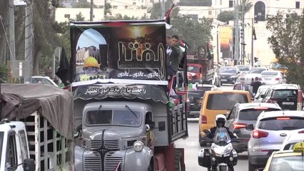 Nekbe Mağdurlarını Taşıyan Otobüslerle Ramallah'ta Protesto
