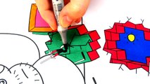 Peppa Pig Daddy Pig Puts up a Picture Coloring Book Pages Video For Kids with Colored Markers