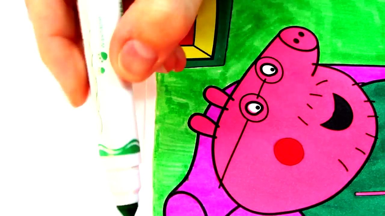 Peppa Pig Daddy Pig Watching TV Coloring Book Pages Video For Kids with ...