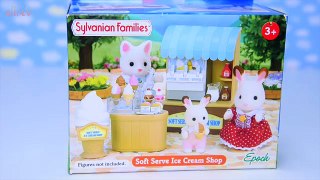 Sylvanian Families Calico Critters Soft Serve Ice Cream Shop Goat Family Review Setup - Kids Toys