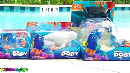 Скачать видео: FIN FUN MERMAID TAILS - Clown Fish and Blue Tang Mermaids - Disney Finding Dory Robo Fish Water Toys