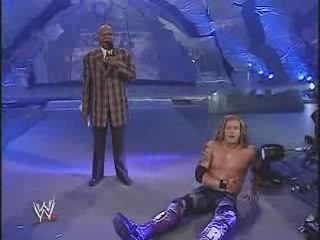 Edge reacts to Teddy Long 11/30/07 Smackdown after the bell