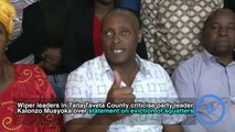 Wiper leaders in Taita Taveta County criticise party leader Kalonzo Musyoka over his statements regarding the eviction of squatters at disputed Sir Ramson farm