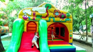 NEW Learn colors in a Playground Inflatable slide Fun for kids Outside bounce house, car ride, balls