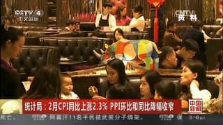[中国新闻]统计局：2月CPI同比上涨2.3% PPI环比和同比降幅收窄| CCTV中文国际