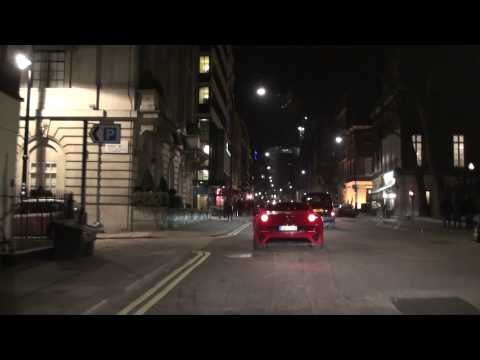 Ferrari California with Red window tints driving around Mayfair, London