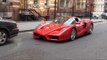 Red Ferrari Enzo in Knightsbridge, London - Driving, Engine Sounds