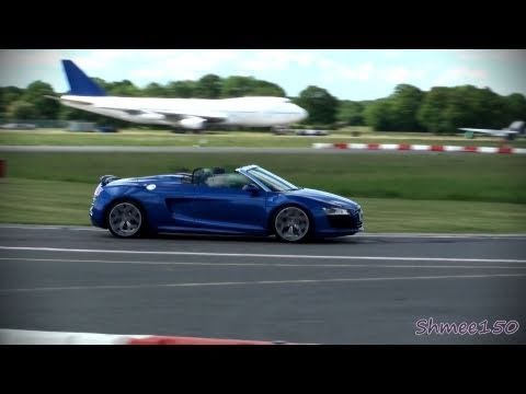 Audi R8 V10 Spyder - Accelerations and Sounds on Track at Dunsfold Park