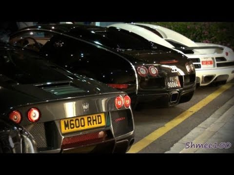 Hypercar Lineup in Monaco - Koenigsegg CCX, Bugatti Veyron Sang Noir, Noble M600, Gemballa SLR 722