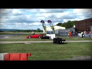 Supercars Accelerating onto track at Dad's Day Out - Enzo, F40, Zonda, Atom, Scuderia, R8