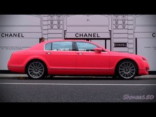 MATTE FLUORESCENT PINK Bentley Flying Spur Speed - Details + SL65 Black, 599 GTB, Maser GTS