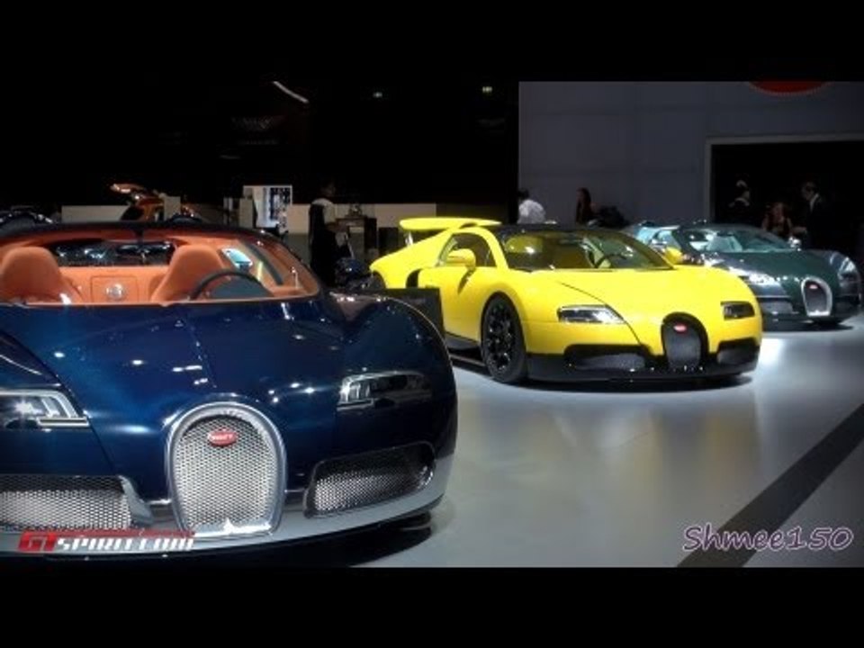 3 Bugatti Veyron Grand Sports (YELLOW!!) - Dubai Motorshow 2011 with GTspirit.com