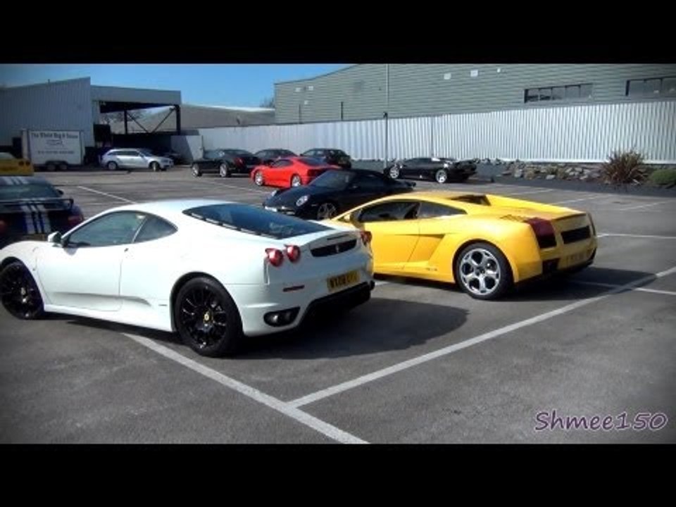 Ferrari F430 vs Lamborghini Gallardo - Revs and Drive-off