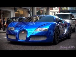 BLUE CHROME Bugatti Veyron Centenaire - Driving in London