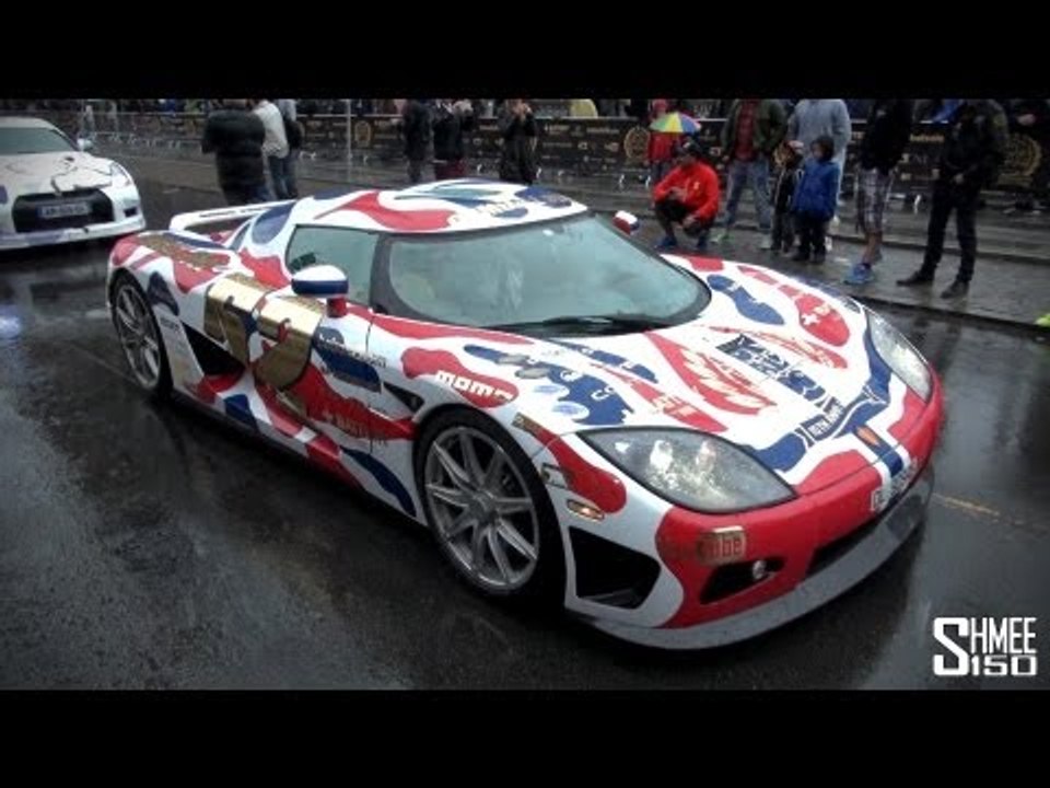 Koenigsegg CCXR Revs and CCR Burnout at the Gumball 2013 Start