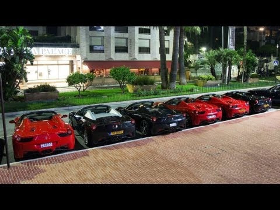 SIX Ferrari 458 Spiders in a row in Monaco