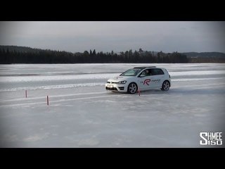 Swedish Adventure: VW Golf R Avoiding a 'Moose' on a Frozen Lake