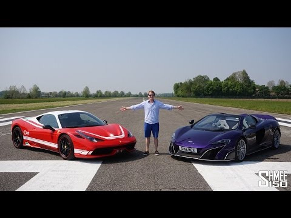 DRAG RACE: Ferrari 458 Speciale vs McLaren 675LT