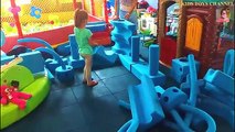 Big blue foam blocks indoor playground for kids . Many forms and sizes blocks to playing.