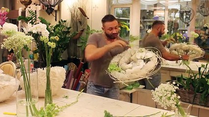 Славы Роска, мастер-класс большой букет на бумажном каркасе с розами латин помпон