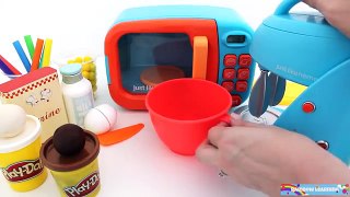 Toy Microwave Hamburger Playset Play Doh Learn Fruits & Vegetables with Velcro Toys for Kids