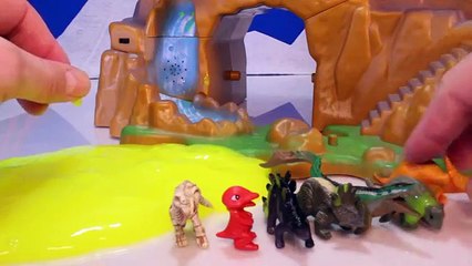 Dinosaur Slime Mountain: Dinosaur Toy Video with Gross Clay Slime OOZE