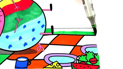 Video herunterladen: Peppa Pig Daddy Pig Picnic Kids Fun Art Activities Coloring Book Pages with Colored Markers