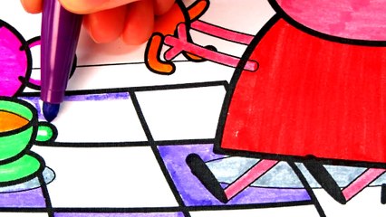 Peppa Pig Coloring Book Page Learning Rainbow Colors Video For Kids