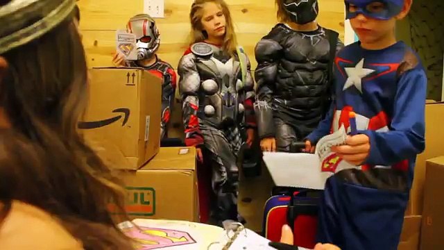 BOX FORT WAR! Nerf War Batman v Superman w Kid Deadpool Spiderman SuperHero Kids real life