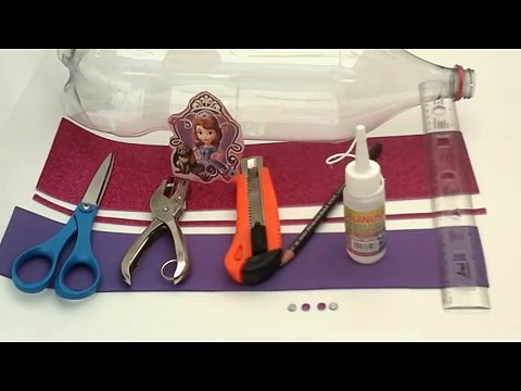 COMO HACER DULCERO DE PRINCESITA SOFIA CON BOTELLAS DE PLASTICO.PET Y FOAMY