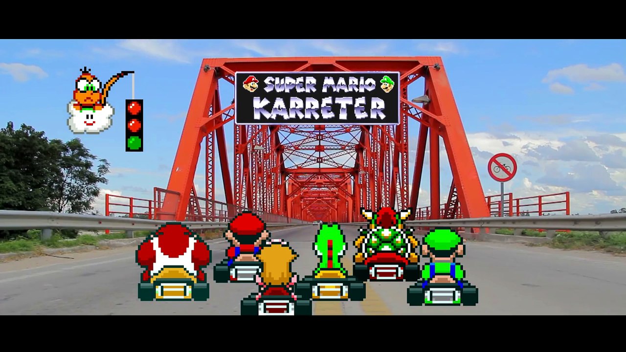 Super Mario Karreter (Super Mario Kart in real life animation) [Puente Carretero]