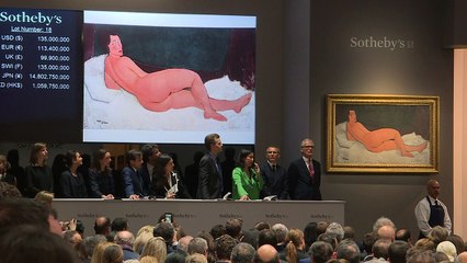 Un "Nu couché" de Modigliani adjugé 157,2 millions de dollars