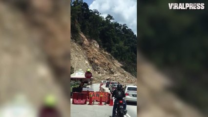 Landslide Causes Traffic Jam