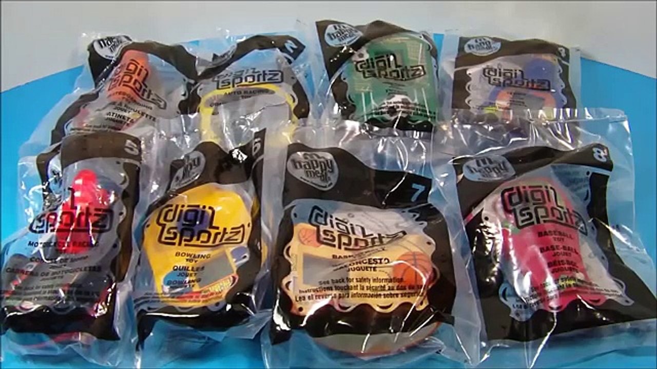 2008 McDONALDS DIGI SPORTZ SET OF 8 MINI HAND HELD VIDEO GAMES TOY REVIEW