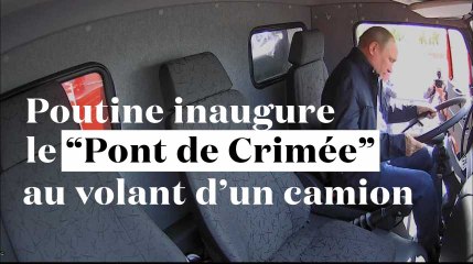 Poutine inaugure le "Pont de Crimée" au volant d'un camion