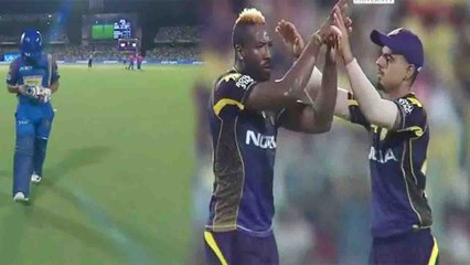 IPL 2018: Rahul Tripathi out for 27 by Andre Russel | वनइंडिया हिंदी