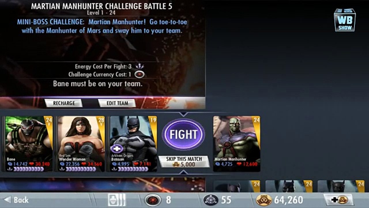 Injustice: Gods Among Us - Martian Manhunter Challenge Mode Battle