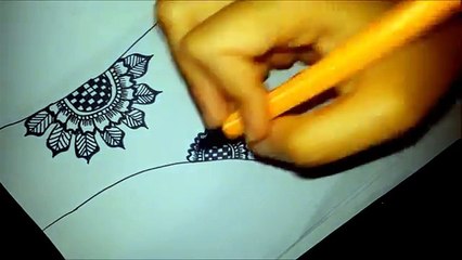 Arabic floral henna - easy mehndi design on paper - how to draw simple henna flowers