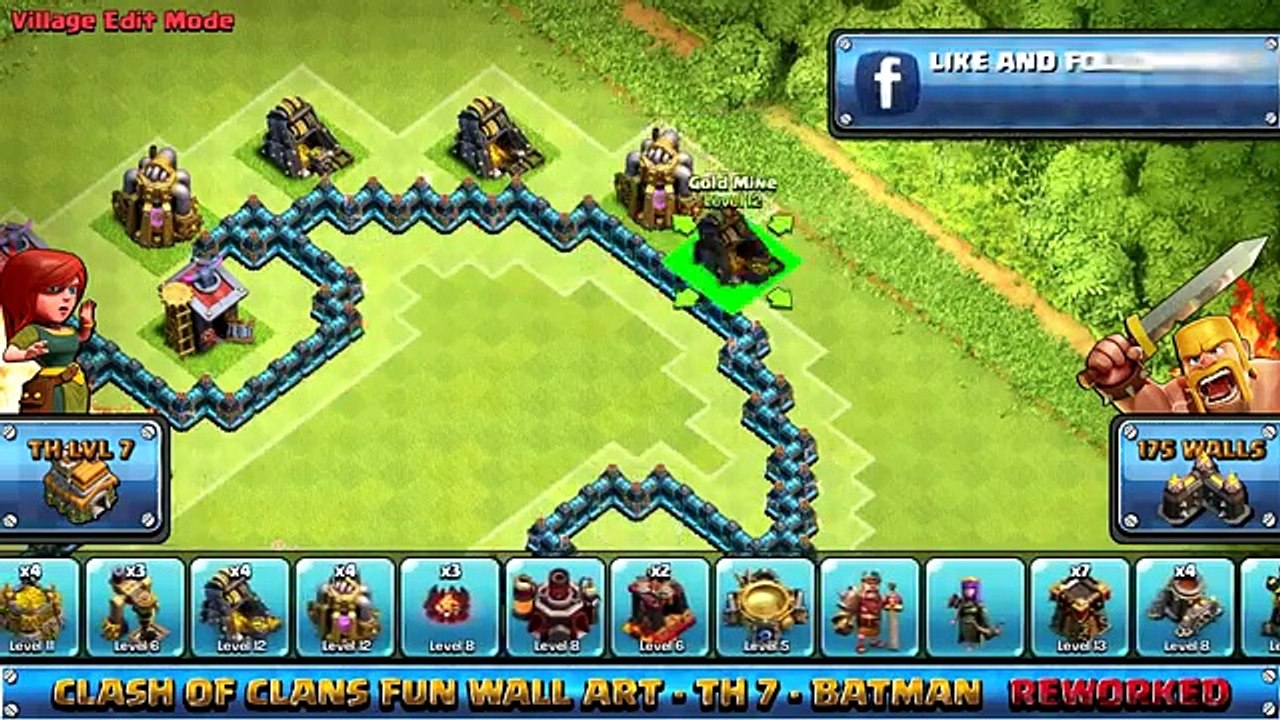 ★ Clash of Clans Troll Base ★ TH7 - Batman Rework Farming