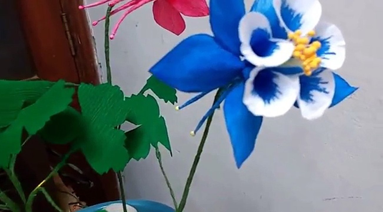 How to make Paper Flowers Columbine Aquilegia (Flower 81) video