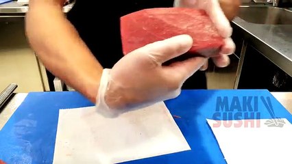 How To Make Nigiri Sushi - Como cortar atún para sushi, CUT