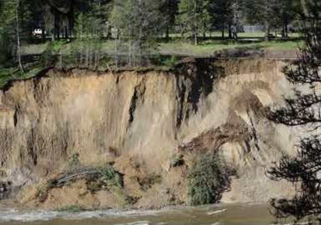 Cliff Collapses on Flooded Kettle River in Ferry County, Washington