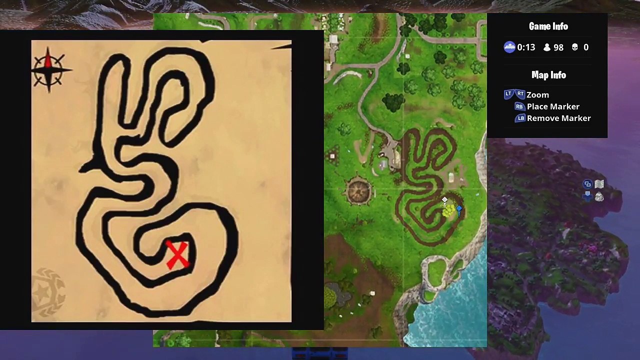 "Follow The Treasure Map Found In Salty Springs" FORTNITE Week 3 Season 4 Challenge