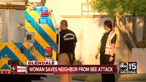 Woman helps neighbor as he was being stung by bees in Glendale