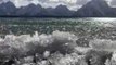 Melting Ice Creates Sparkling Waves on Jackson Lake, Wyoming