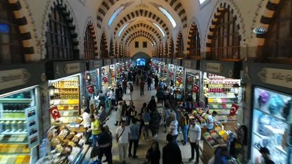 Tarihi Mısır Çarşısı'nın sembolü 'vav' havadan görüntülendi